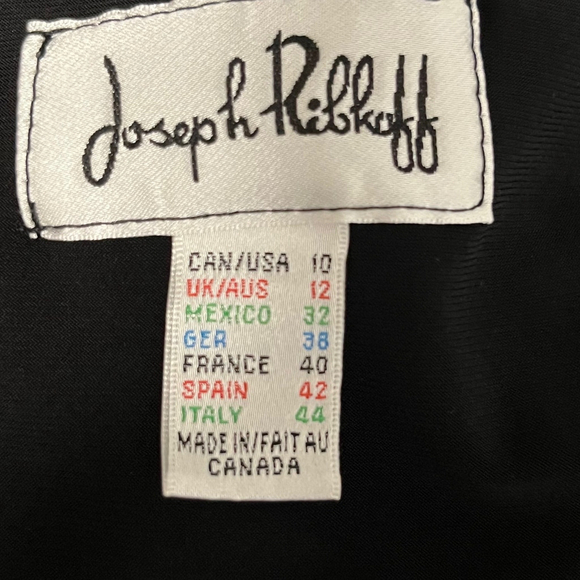 Joseph Ribkoff Vneck Feather Print Faux Wrap Chiffon Dress Size 10 - Picture 6 of 7